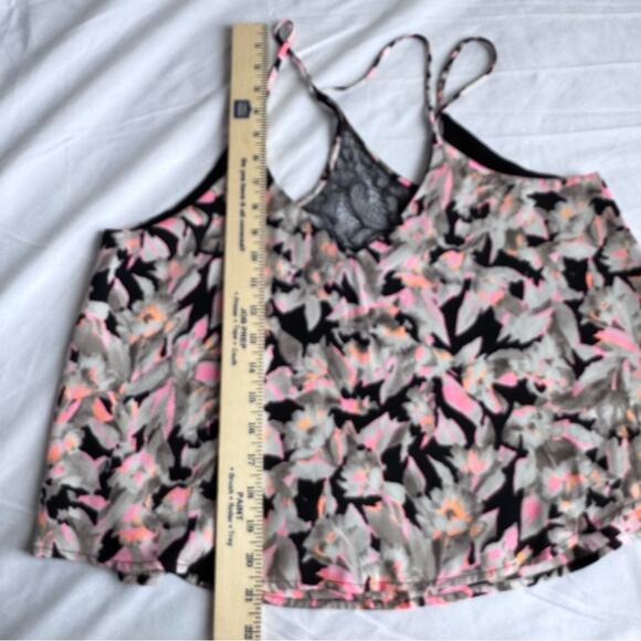 ASTR Multi‎ Strap Hot Pink Gray Black Flowy Floral Tank Babydoll Luxury Oversize - Picture 7 of 7